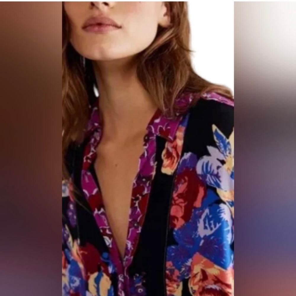 Free People Patchwork Tunic Dress Long Sleeves